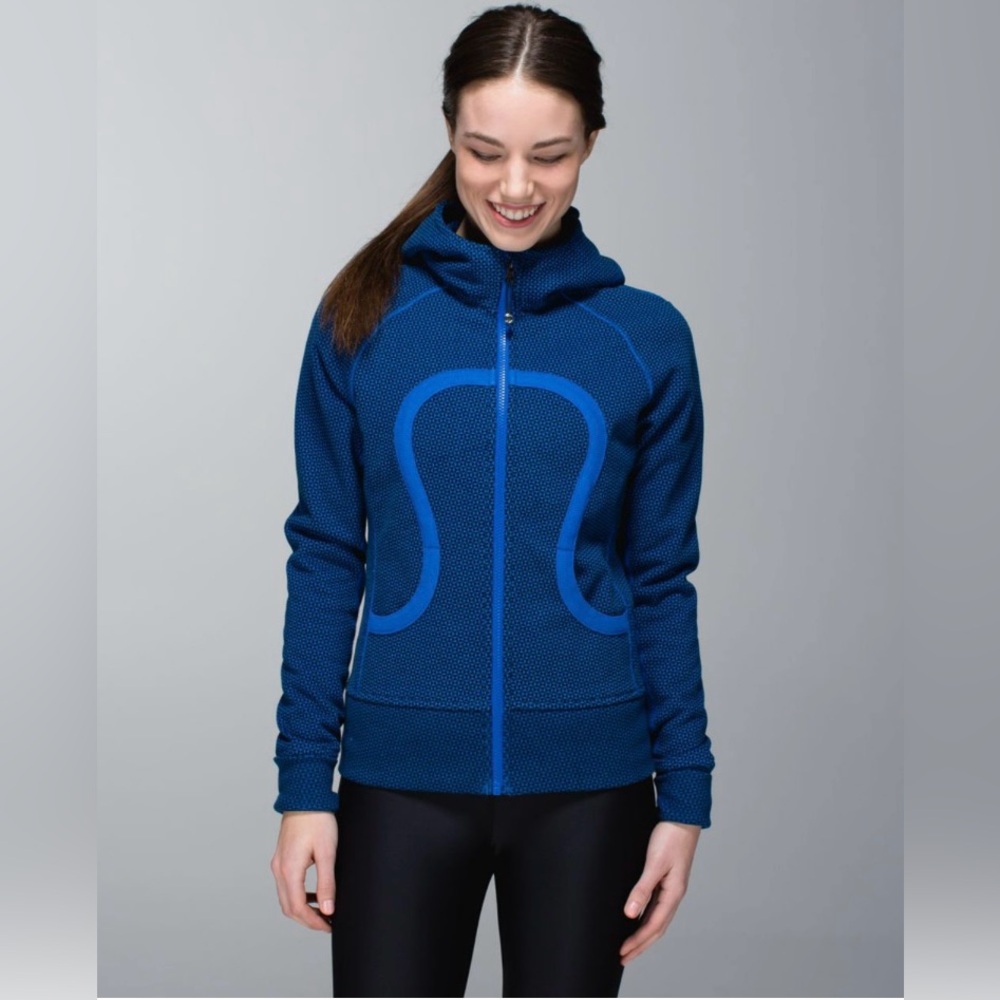 Lululemon Scuba Hoodie Double Diamond Baroque Blue Size 6 Preloved Condition